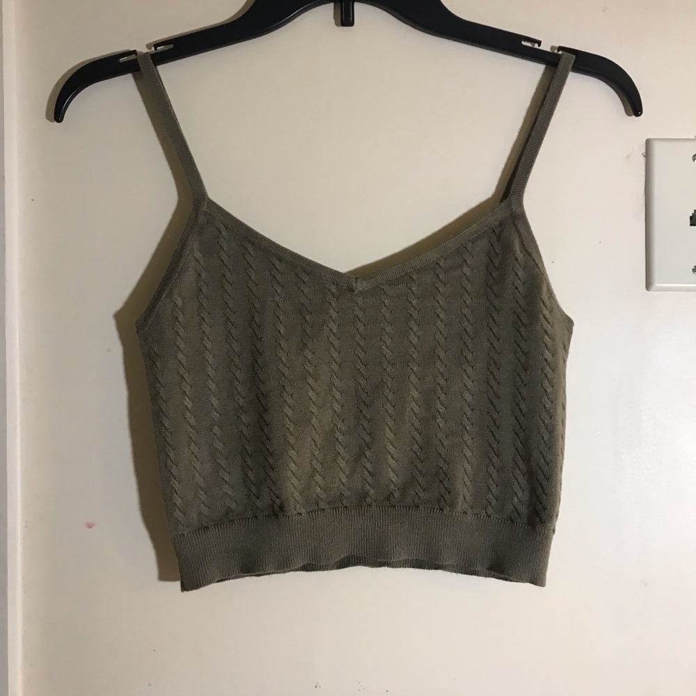 army green knit cropped tank